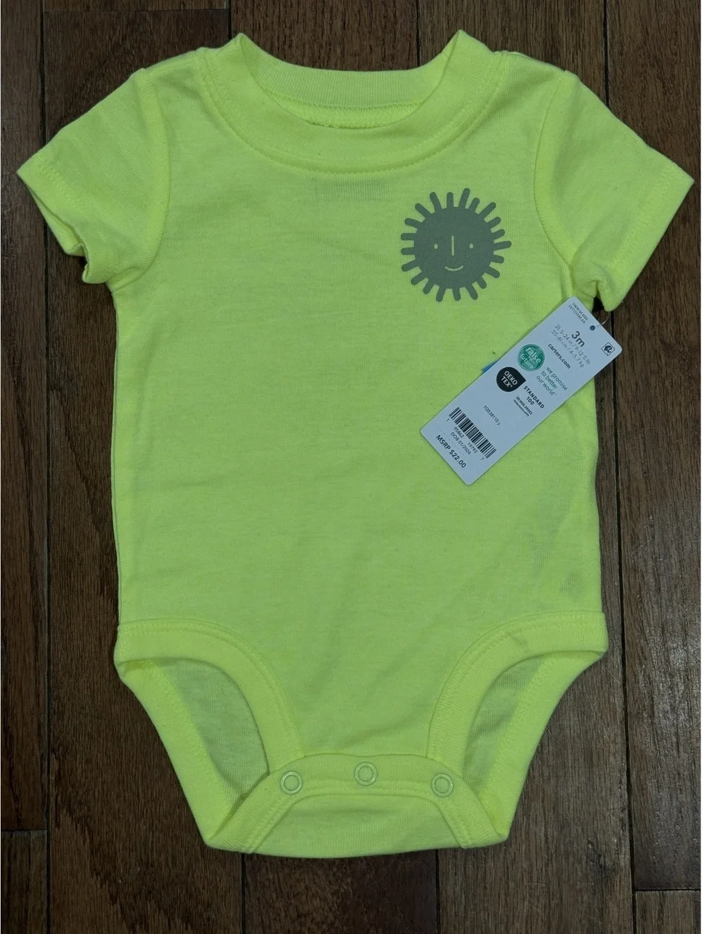 Carter's Baby Bodysuit 3 Months Yellow Keepin' It Sunny Graphic
